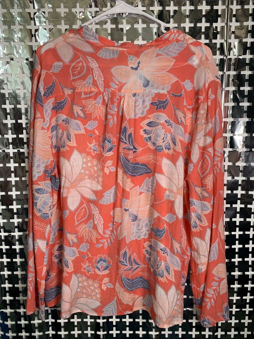 Ruby Rd. Coral Floral Pintuck Button-Front Top - Picture 3 of 3